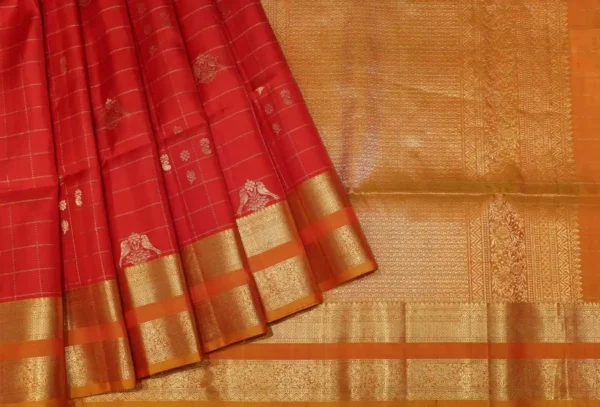 Dark Red Handloom Soft Silk Saree
