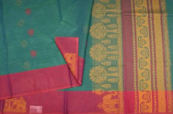 Peacock Green Kovai Cotton Saree