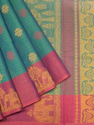 Peacock Green Kovai Cotton Saree