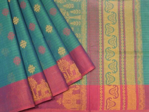 Peacock Green Kovai Cotton Saree