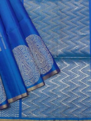 Signature Peacock Blue Soft Silk Saree