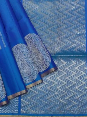 Signature Peacock Blue Soft Silk Saree