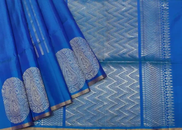 Signature Peacock Blue Soft Silk Saree