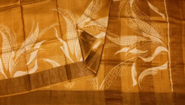Mustard Gold Pure Tussar Silk Saree