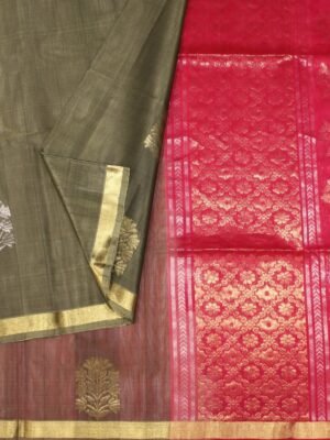 Khaki Green Handloom Pure Silk Cotton Saree (2)