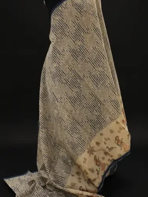 Kota Fancy Saree in Beige with Geometric and Folk Art Prints