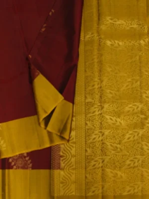 Pavithram Soft Silk Saree Deep Maroon Shades With floral buttas In CloseUp