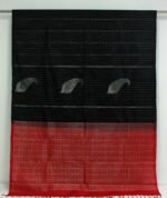 Handloom Pure Soft Silk Saree in Black with Dark Red Pallu