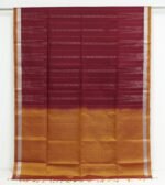 Magenta Soft Silk Saree with Silver Zari Vertical Stripes