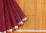 Magenta Soft Silk Saree with Silver Zari Vertical Stripes