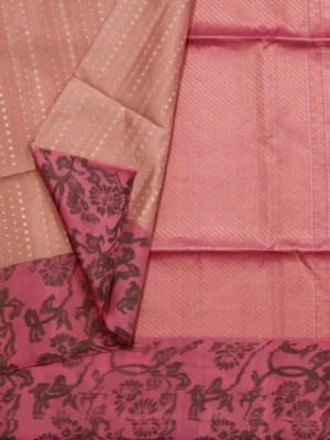 Onion Pink Handloom Soft Silk Saree With Palko Dots In CloseUp