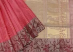 Pink Soft Silk Saree Golden Zari Polka Dots