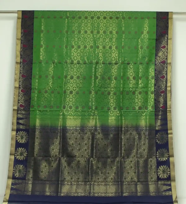 Handloom Dark Green Soft Silk Saree Brocade