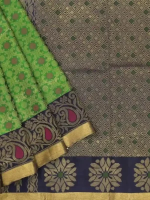 Handloom Dark Green Soft Silk Saree Brocade