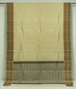 Pure Handloom Soft silk White Saree With Threadwork