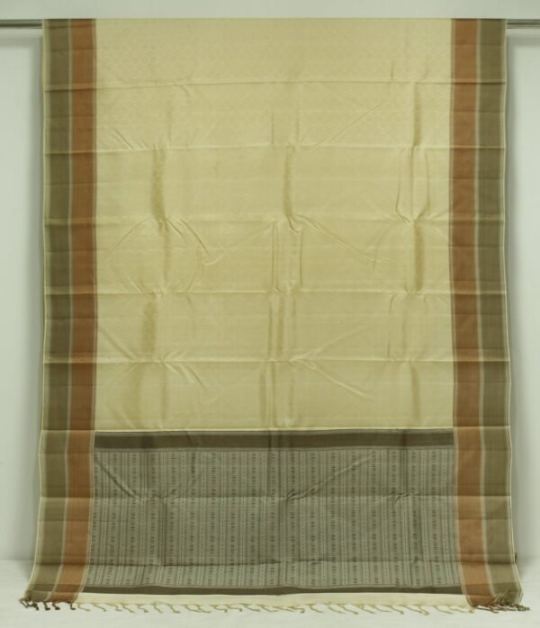 Pure Handloom Soft silk White Saree With Threadwork