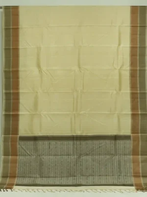 White Handloom Soft Silk Saree In Full Fleat