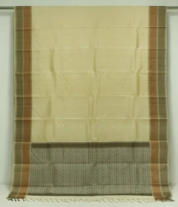 Pure Handloom Soft silk White Saree With Threadwork