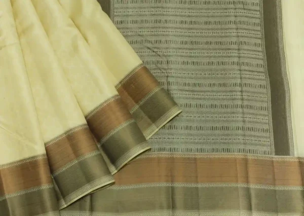 Pure Handloom Soft silk White Saree With Threadwork