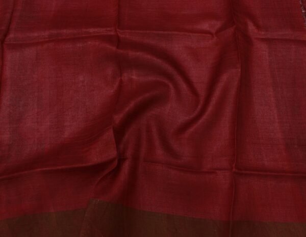 Pure Tussar Silk Saree In Floral Print Pink Border