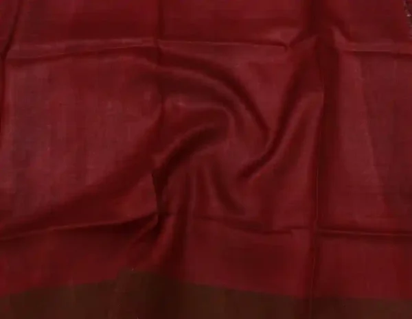 Pure Tussar Silk Saree In Floral Print Pink Border