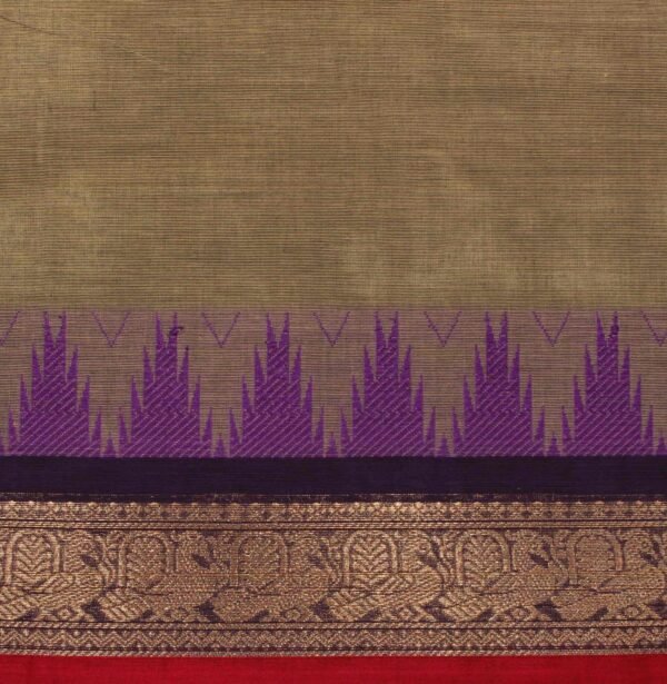 Beige Camo Kanchi Chettinad Cotton Saree
