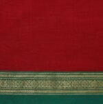 Dark Red Kanchi Chettinad Cotton Saree Green Border