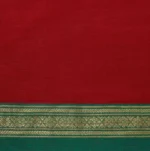 Dark Red Kanchi Chettinad Cotton Saree Green Border