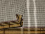 Grey White Checkered Chettinad Cotton Saree