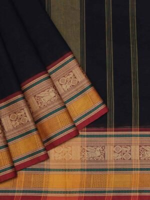 Black Kanchi Chettinad Cotton Saree