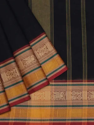Black Kanchi Chettinad Cotton Saree