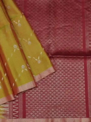 Mustard Soft Silk Saree with Vaira Oosi Zari Work