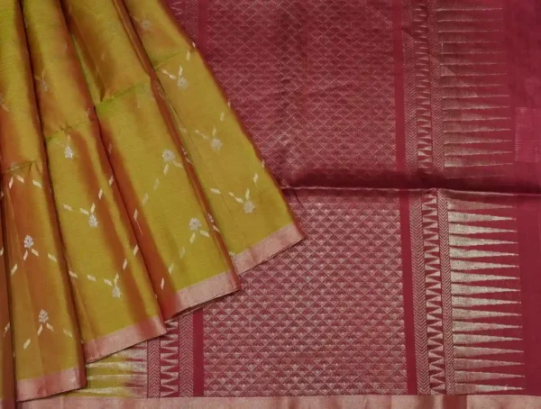 Mustard Soft Silk Saree with Vaira Oosi Zari Work