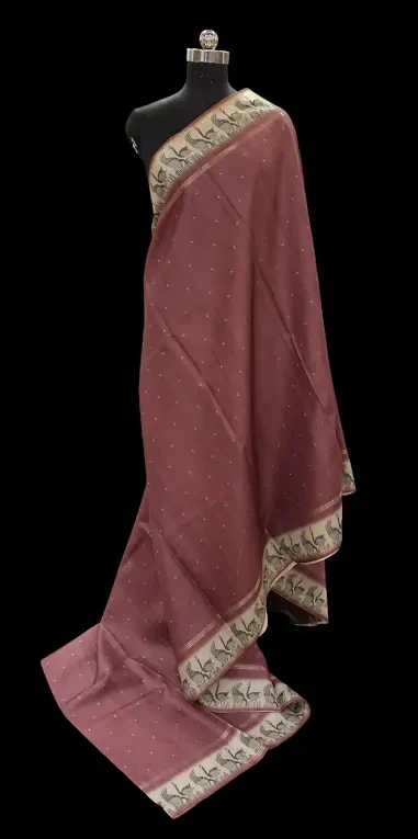 Mauve Pink Semi Tussar Saree