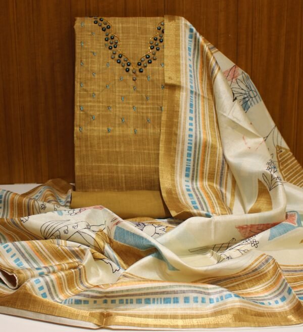 Mustard Semi Tussar Salwar Material