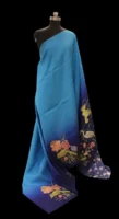 Navy Blue Kalamkari Semi Tussar Saree