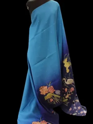 Navy Blue Kalamkari Semi Tussar Saree