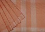 Peach Orange Semi Chanderi Saree with Thread Embroidery