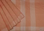 Peach Orange Semi Chanderi Saree with Thread Embroidery