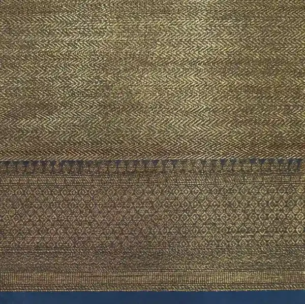 Slate Blue Chanderi Cotton Saree with Checks & Zari Buttas