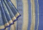 Pure Tussar Silk Saree in Blue with All-Over Prints