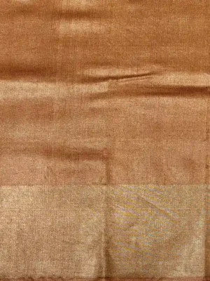 Rust Brown Pure Tussar Silk Saree In Blouse