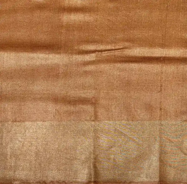 Pure Tussar Silk Saree in Rust Brown with Floral Creepers