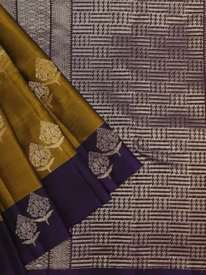 Pavithram Soft Silk Saree in Golden brown