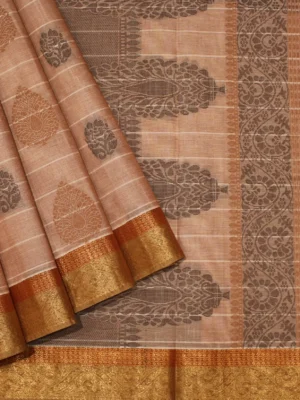 Peach Brown Kovai Cotton Saree