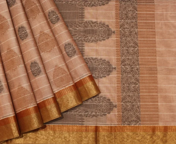 Peach Brown Kovai Cotton Saree