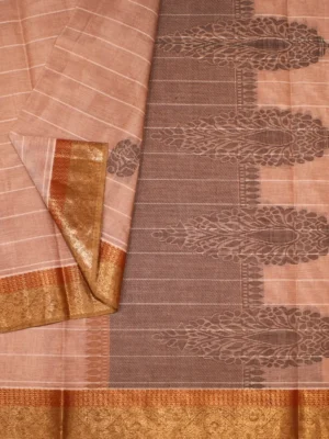 Peach Brown Kovai Cotton Saree