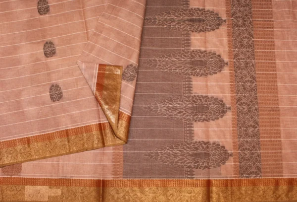 Peach Brown Kovai Cotton Saree
