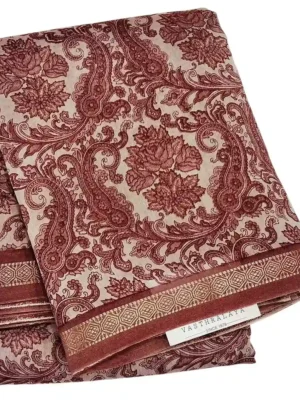 Pure Pastel Brown Chanderi Cotton Saree In CloseUp