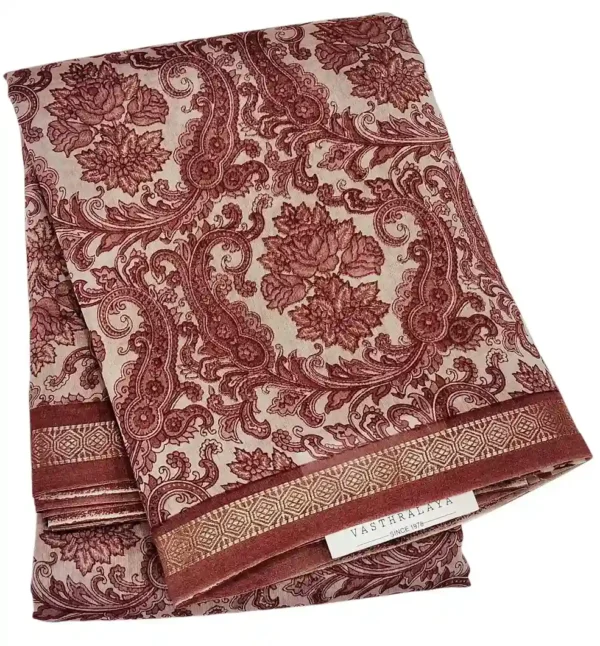 Pure Pastel Brown Chanderi Cotton Saree